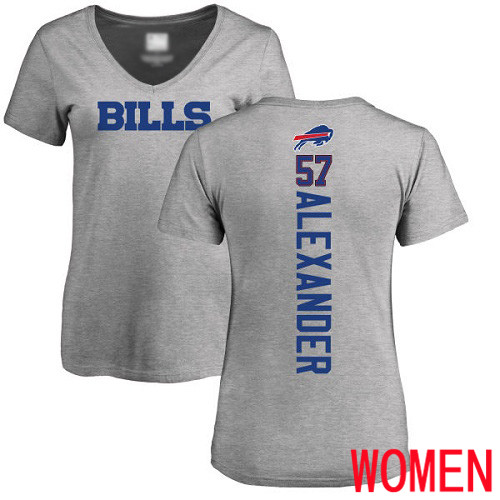NFL Women Buffalo Bills #57 Lorenzo Alexander Ash Backer V-Neck T Shirt